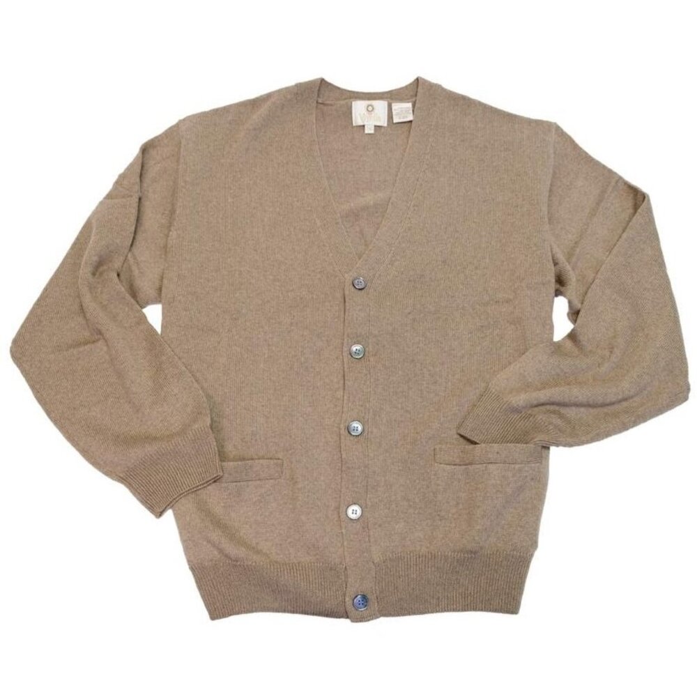 Viyella Merino Wool Button Front Cardigan Sweater - Camel - XL